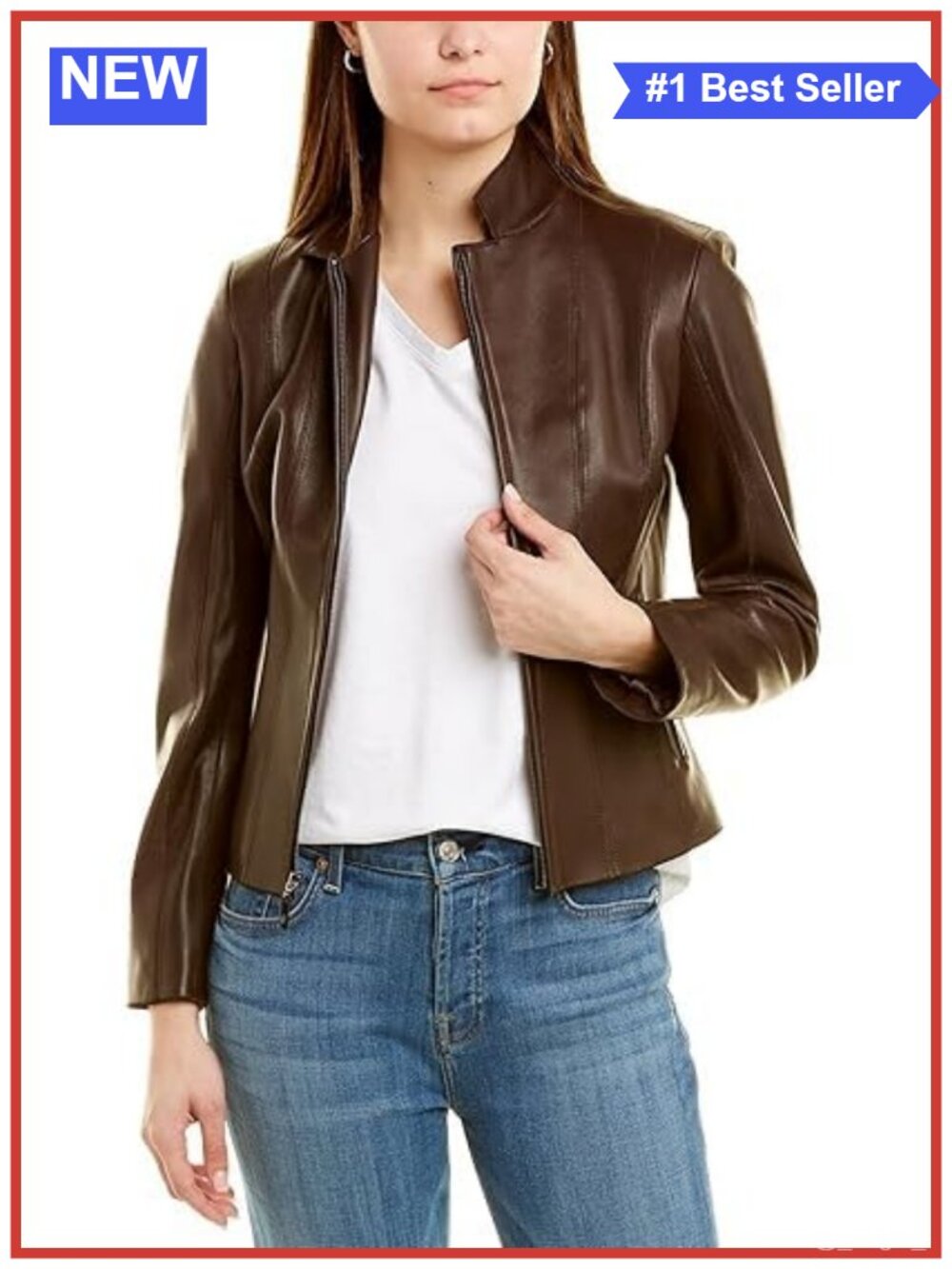 Real Leather Jacket Women Cafe Racer Slim Fit Stand Collar Motorcycle